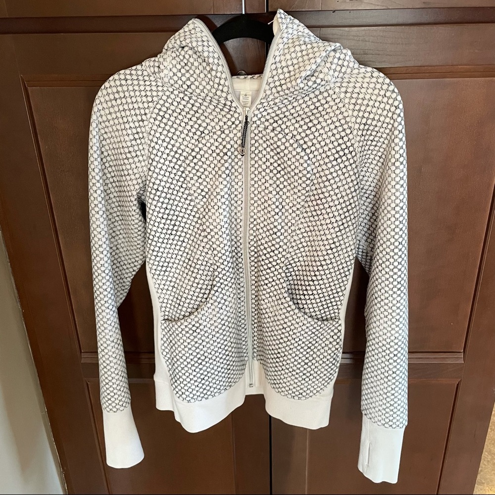 White polka dot zip up hooded jacket - Picture 1 of 5